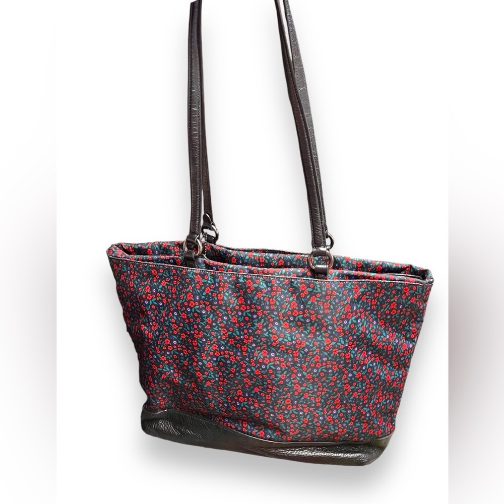 Coach Ranch Floral Print Nylon Leather Trim Shoulder Bag - Picture 5 of 8